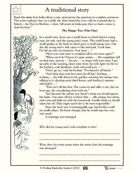 Reading Comprehension: The Mango Tree Worksheet