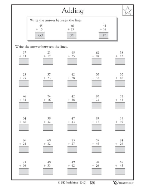 Adding 2-Digit Numbers, part 2 Worksheet
