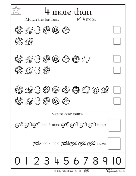 4 More Than Worksheet