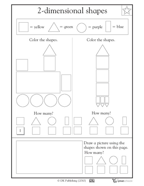 2-Dimensional Shapes: Coloring Shapes Worksheet