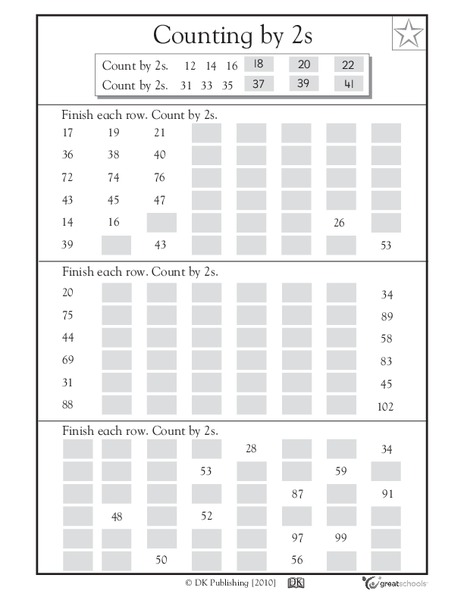 Counting by 2s, part 2 Worksheet