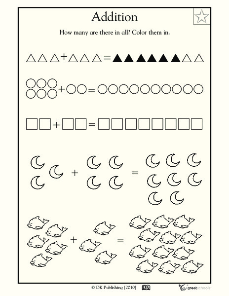 Addition: Count and Color, part 2 Worksheet