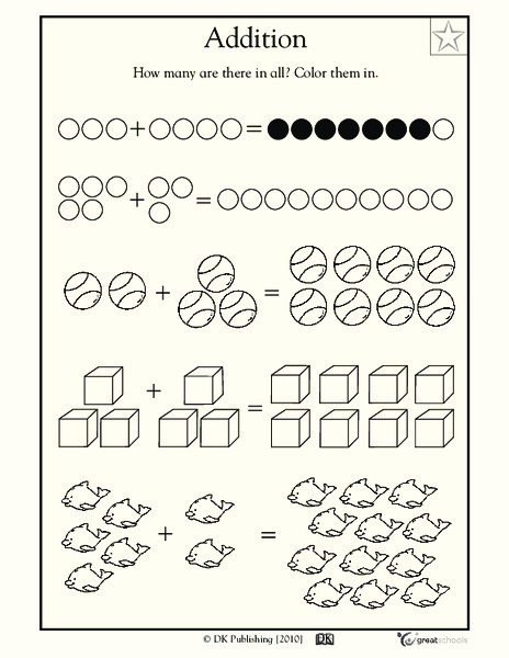 Addition: Count and Color, part 3 Worksheet