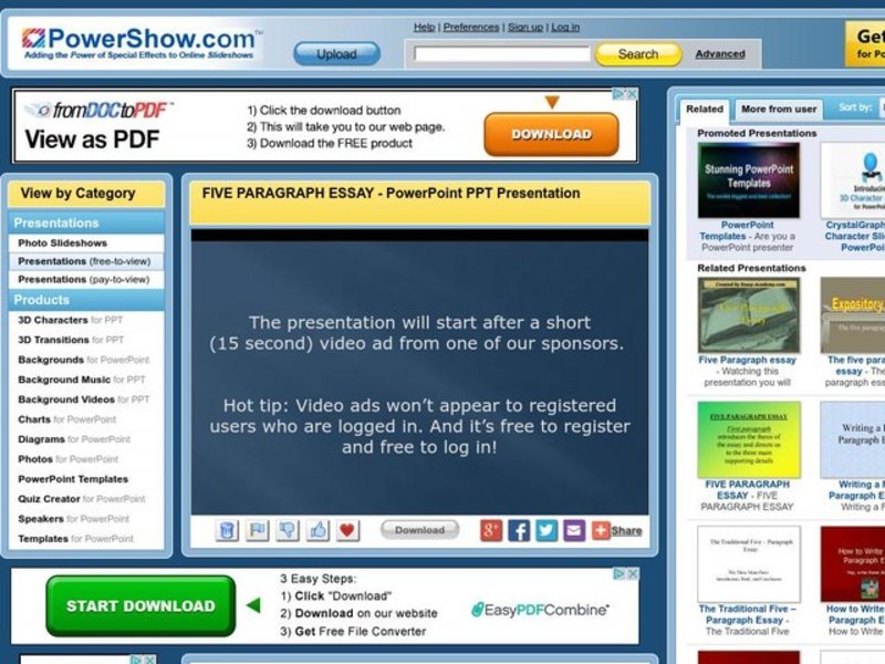 Five Paragraph Essay PPT