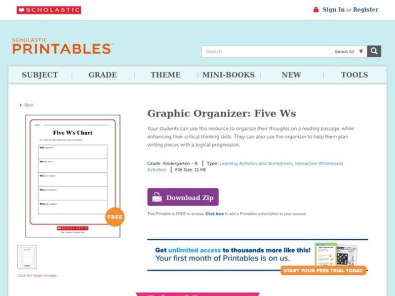 Five W's Chart Interactive