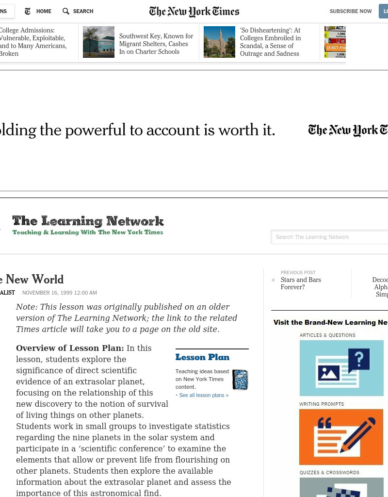 A Whole New World Lesson Plan