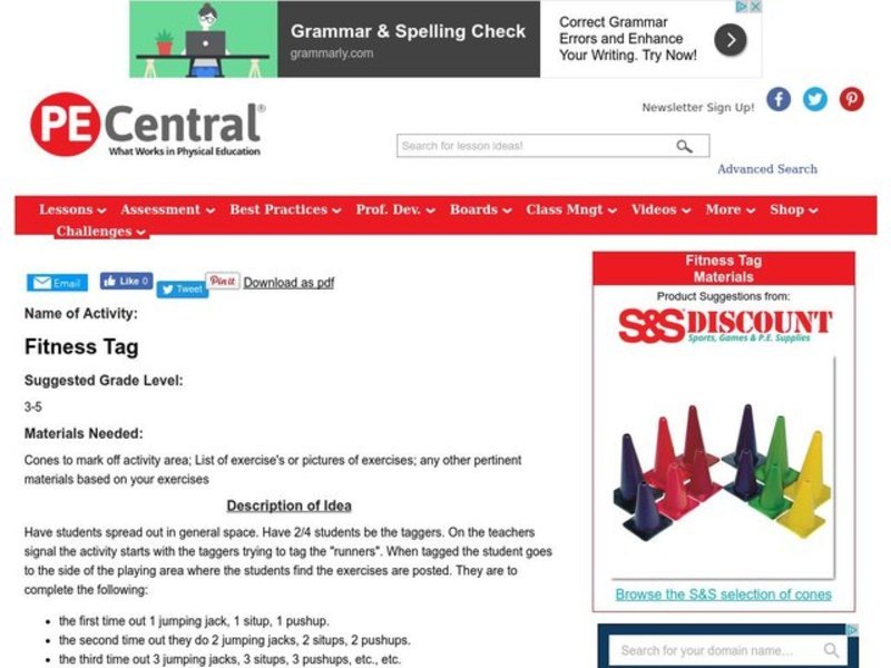 Fitness Tag Lesson Plan