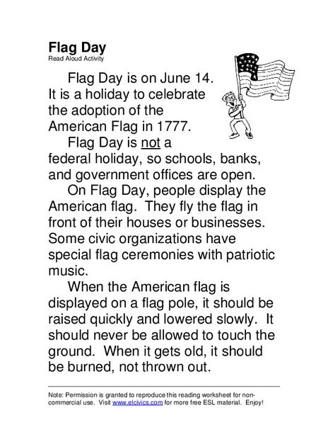 Flag Day Worksheet