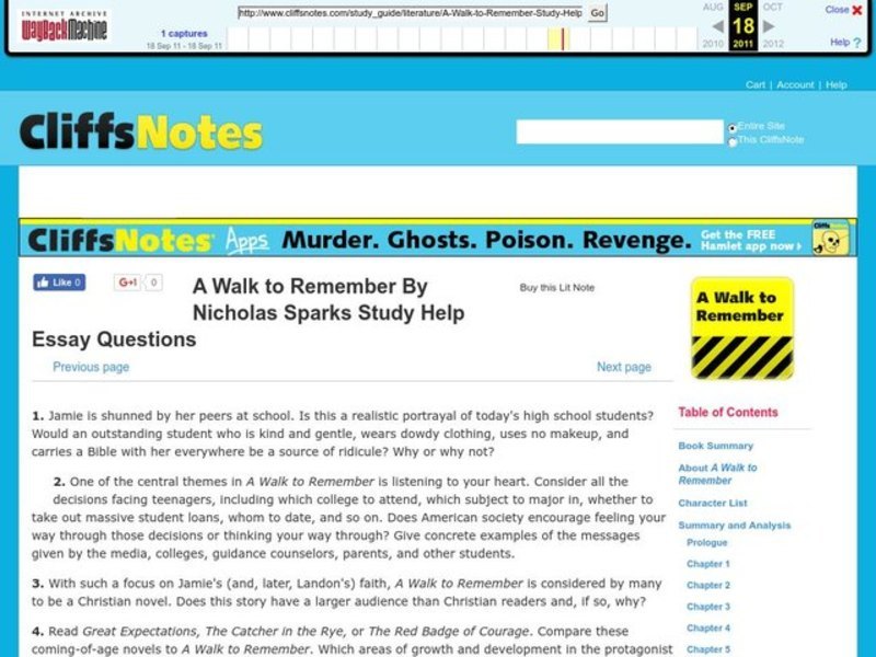 A Walk to Remember by Nicholas Sparks Interactive