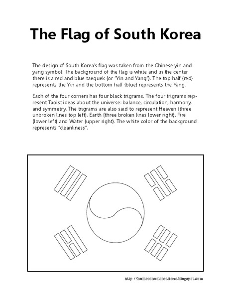 Flag of South Korea Worksheet