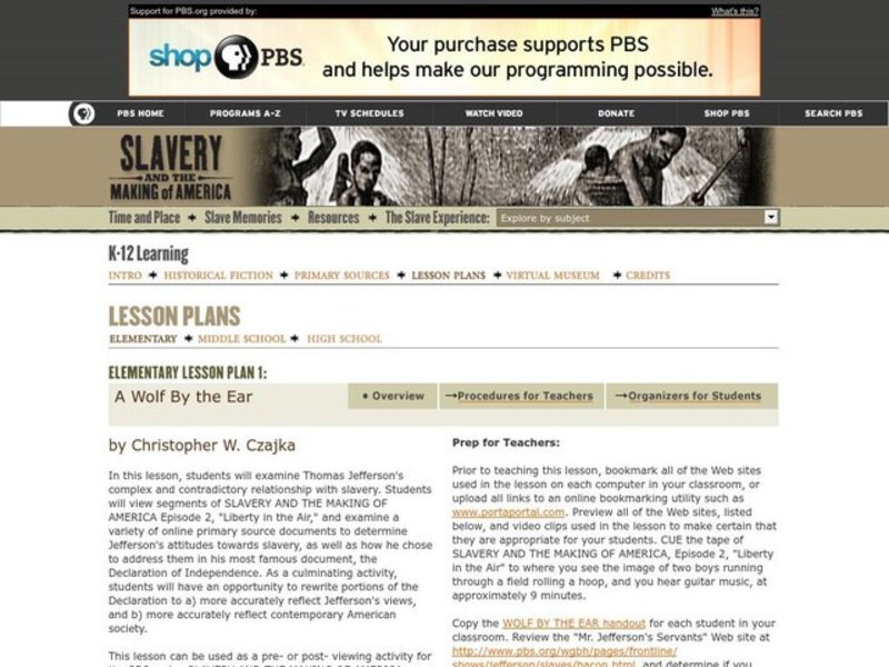 A Wolf by the Ear Lesson Plan