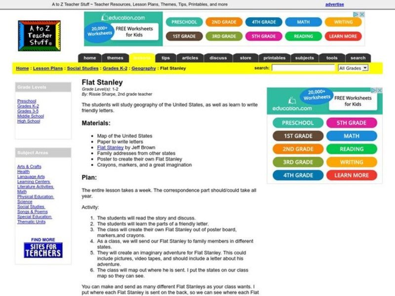 Flat Stanley Lesson Plan