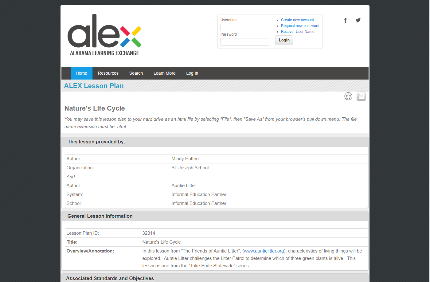 Nature's Life Cycle Lesson Plan