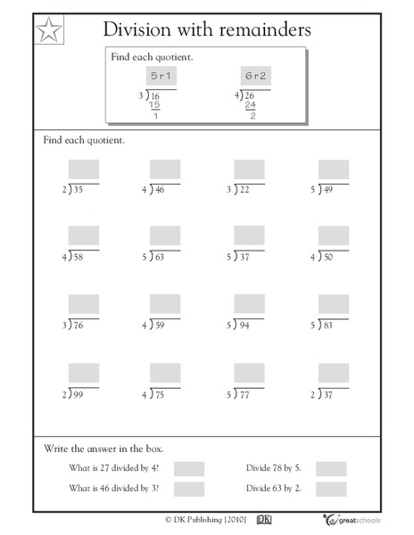 Division Drills with Remainders, part 3 Worksheet