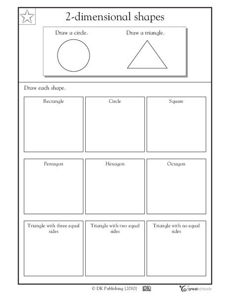 2-Dimensional Shapes: Drawing Shapes Worksheet