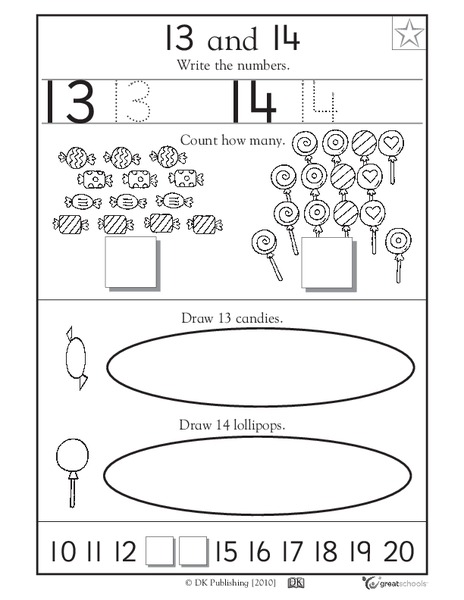 Learning 13 and 14 - Write the Numbers Worksheet