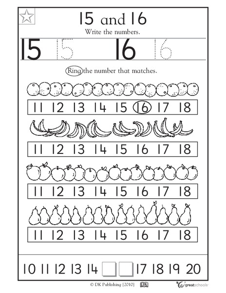 Learning 15 and 16 - Write the Numbers Worksheet