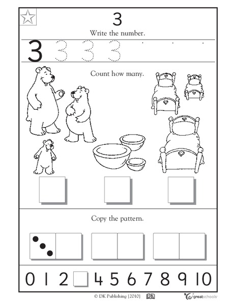 Learning 3 - Write the Number Worksheet