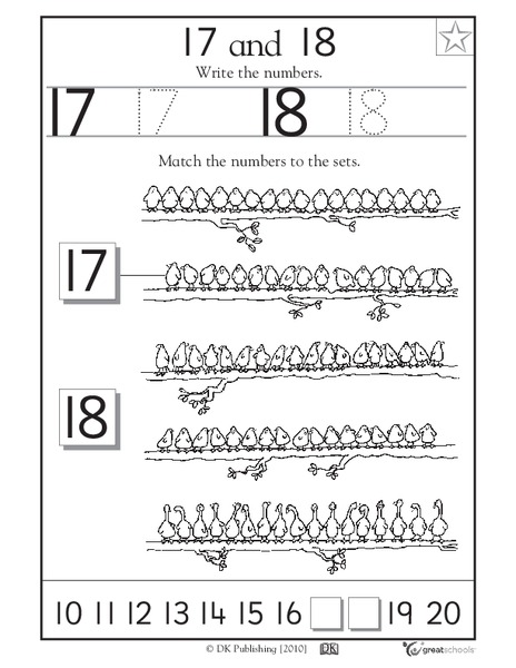 Learning 17 and 18 - Write the Numbers Worksheet