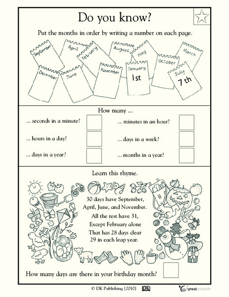 Do You Know?: Days, Months, Minutes, and Hours Worksheet