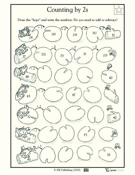 Frogs Hopping by 2s Worksheet