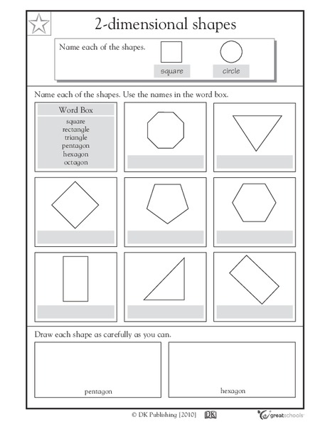 2-Dimensional Shapes: Naming Shapes Worksheet
