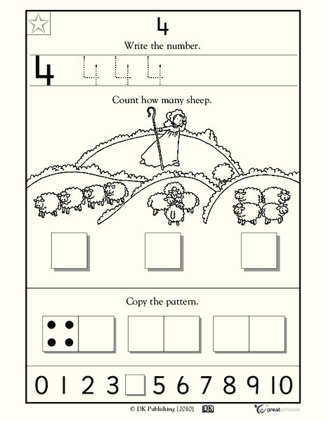 Learning 4 - Write the Number Worksheet