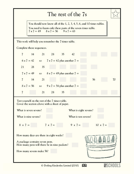 The Rest of the 7s Worksheet