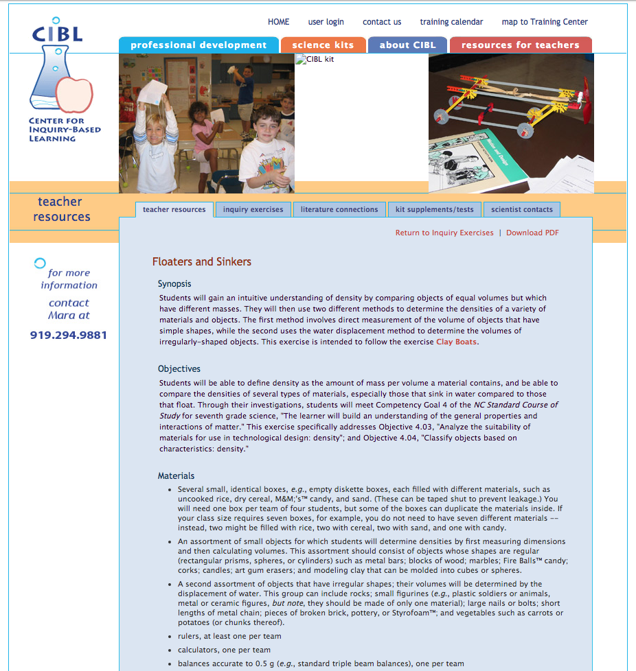 Floaters and Sinkers Lesson Plan