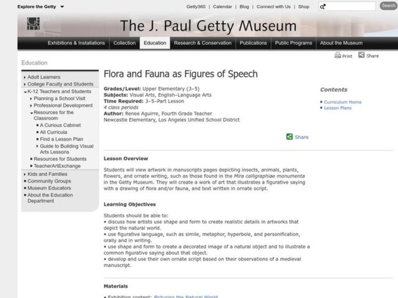 Flora and Fauna as Figures of Speech Lesson Plan