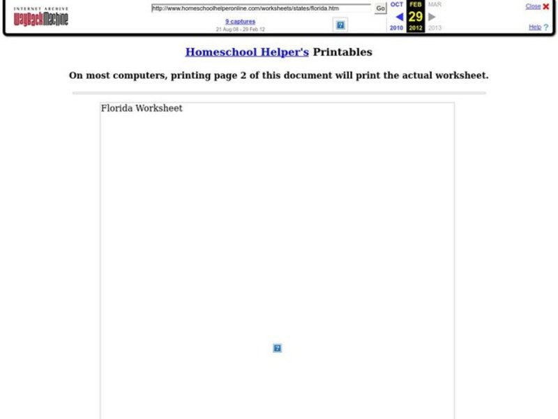 Florida State Facts Worksheet