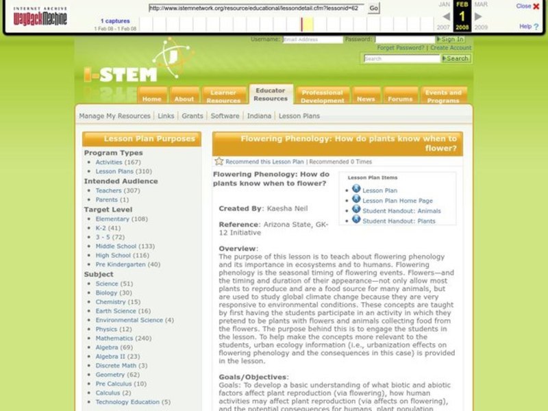 Flowering Phenology: How Do Plants Know When to Flower? Lesson Plan