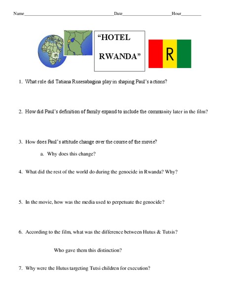 Hotel Rwanda Worksheet