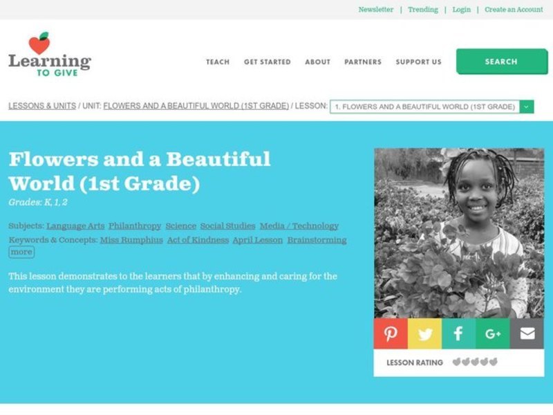 Flowers and a Beautiful World: Earth Day (1st) Lesson Plan