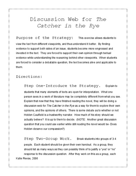 Discussion Guide for The Catcher in the Rye Lesson Plan