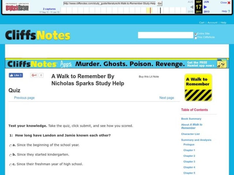 A Walk to Remember by Nicholas Sparks Interactive