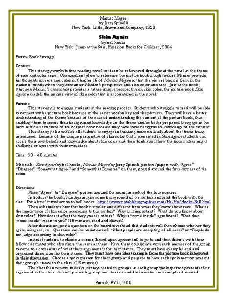 Maniac Magee: Picture Book Strategy Lesson Plan