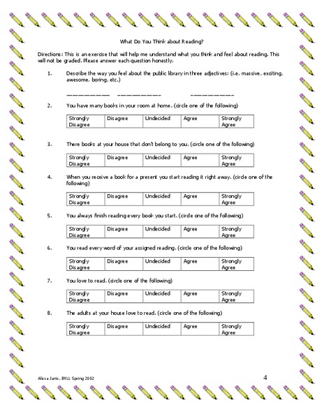 My Antonia: What Do You Think about Reading? Worksheet