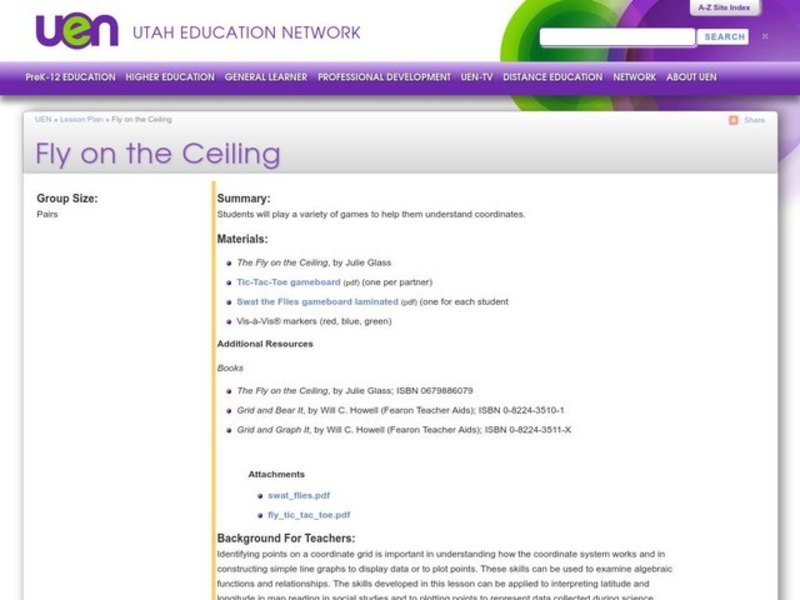 Fly on the Ceiling Lesson Plan