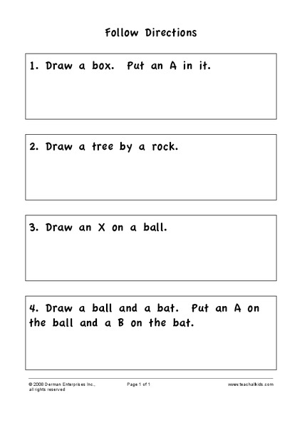 Follow Directions Worksheet