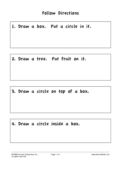 Follow Directions Worksheet