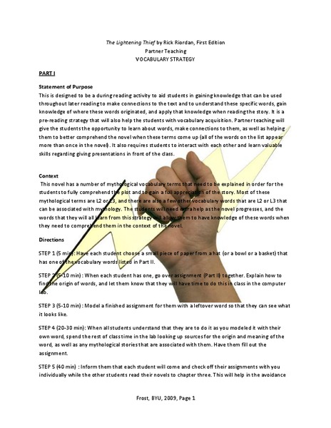 The Lightning Thief: Vocabulary Strategy Lesson Plan