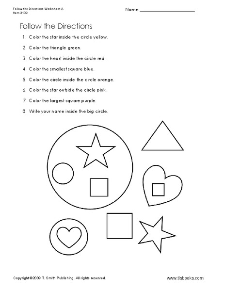 Follow the Directions Worksheet