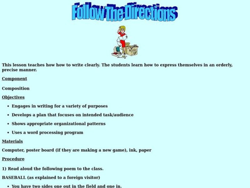 Follow the Directions Lesson Plan