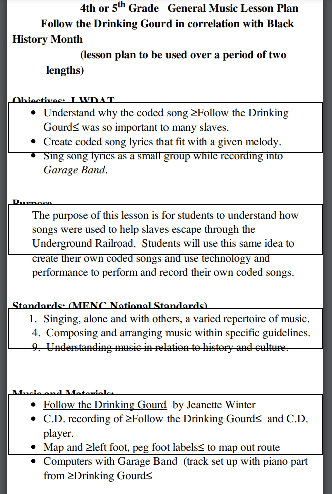 Follow the Drinking Gourd Lesson Plan