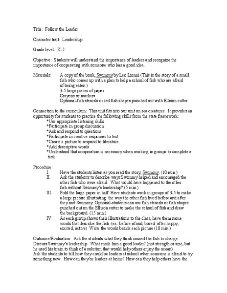 Follow the Leader Lesson Plan