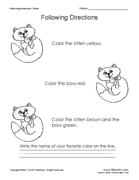 Following Directions Worksheet