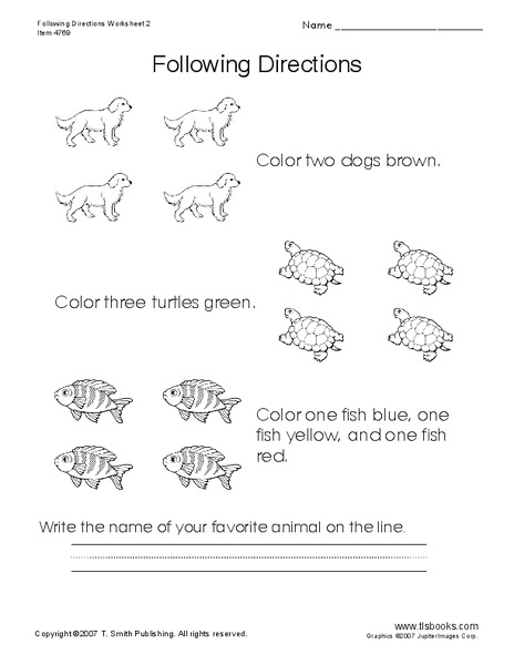Following Directions 2 Worksheet