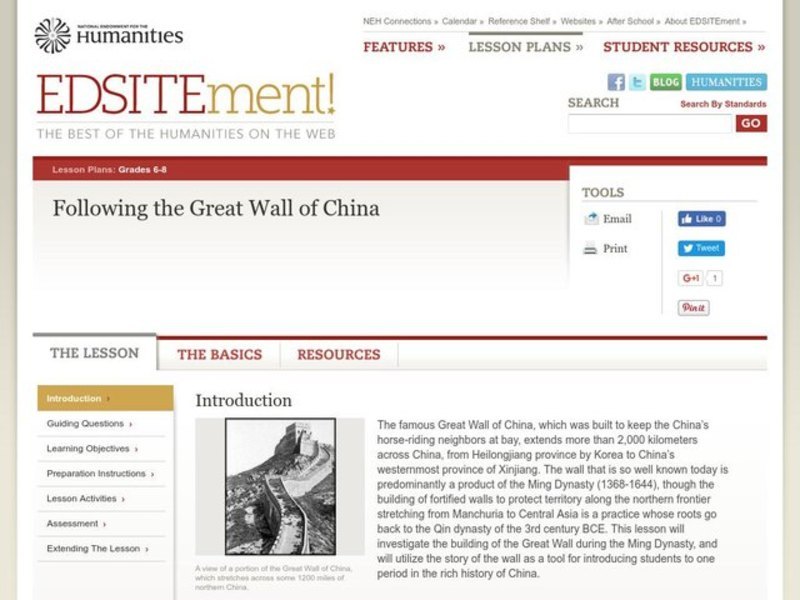 Following the Great Wall of China Lesson Plan