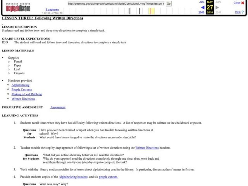 Following Written Directions Lesson Plan